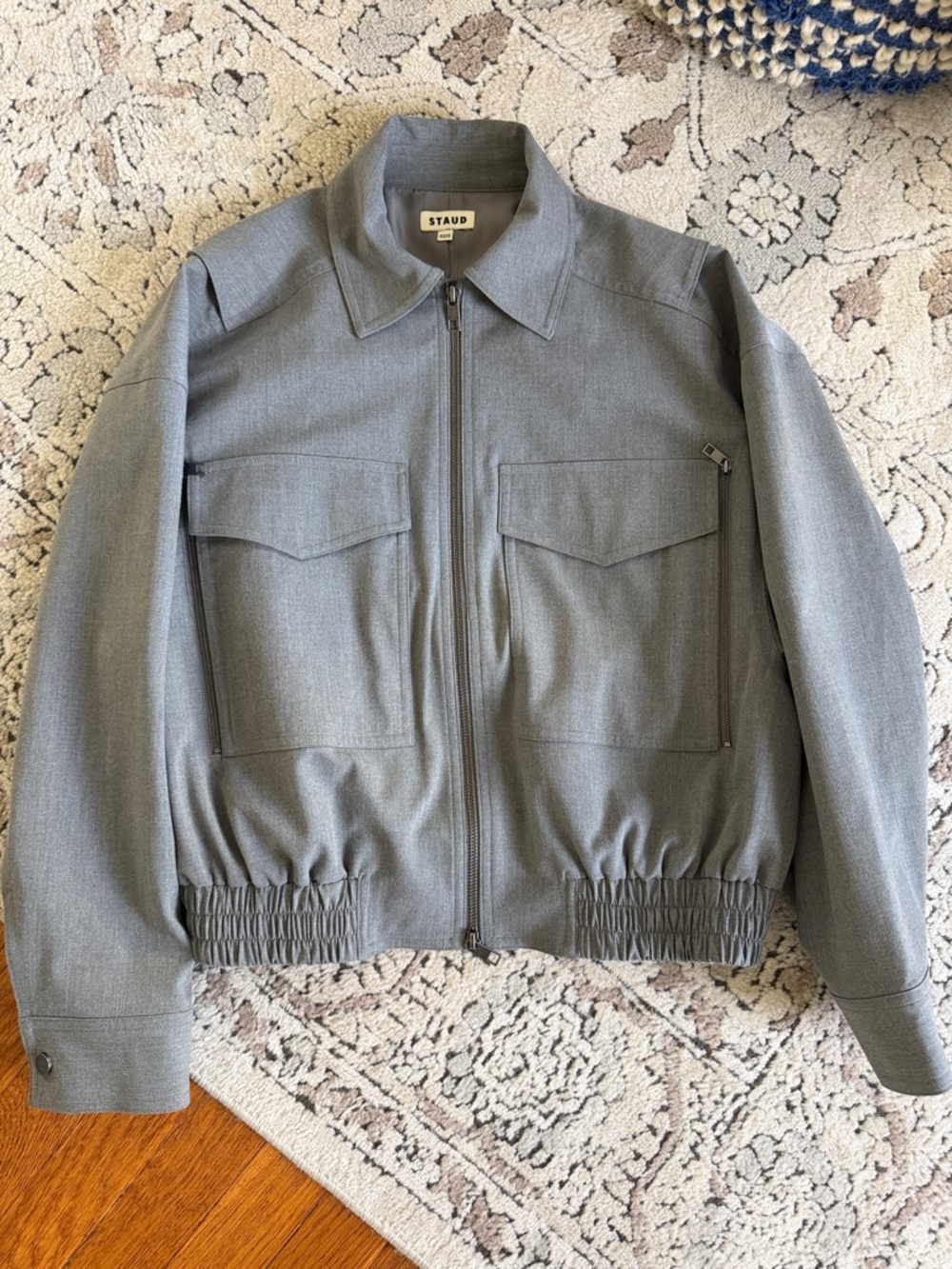 STAUD Eugene Grey Zip-Front Jacket